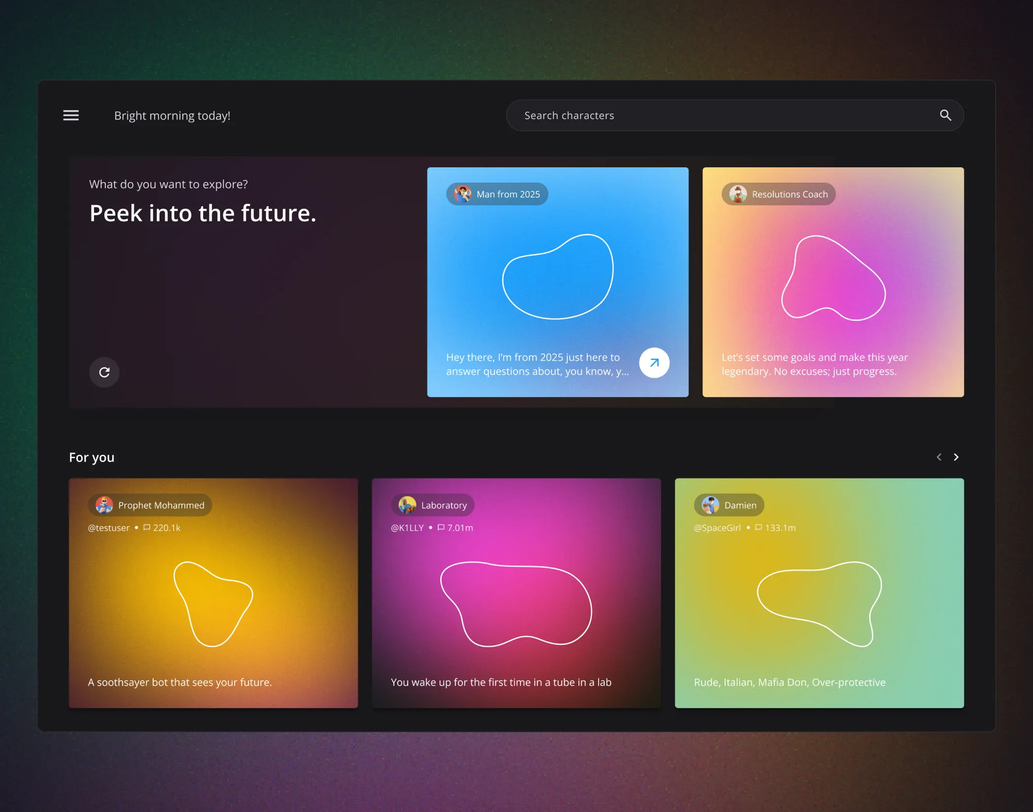 Character.ai web app redesign project